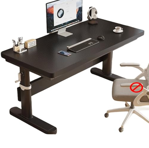 XIGOUZIQU Computertisch Sekretär Schreibtisch massiv Stabiler Schreibtisch Höhenverstellbar stabil und langlebig for Büro,Arbeitszimmer, Wohnzimmer(Black,80cm(31.49in))