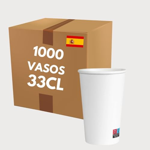 COVR Gobelets carton blanc 33cl - 12 oz / 1000 unités, Recyclables, Boisson Chaude et Boisson Froide, Solide et Bonne Prise en Main, Résistant