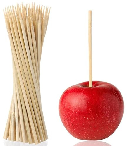 Nogeqi 100 stycken träkebabspett 20 cm x 4 mm träspett naturliga bambustavar trä tandpetare träpinne cocktailspett, spett för snacks, fingermat för fest, camping, kök