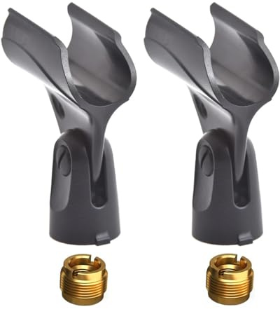 Generic A25D Microphone Clips Clamp Holder Replacement for Mic Stands and Professional XLR Dynamic Vocal Microphone for Live Performance with 5/8 Male to 3/8 Female Screw Adapter, 2 Pack