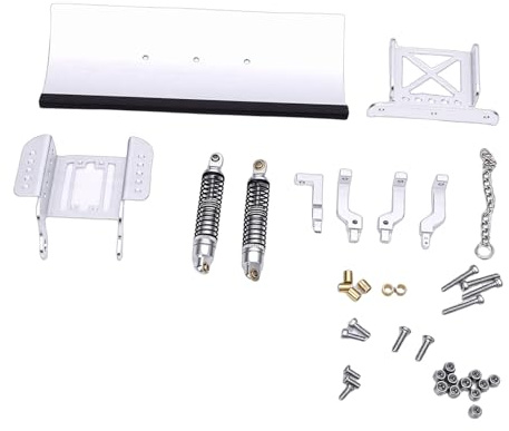 SPYMINNPOO Spazzaneve per Auto RC, Lama Anteriore in Lega con Assorbimento degli Urti Idraulico, Accessorio Cingolato in 1/18 per Scene Invernali (SILVER)