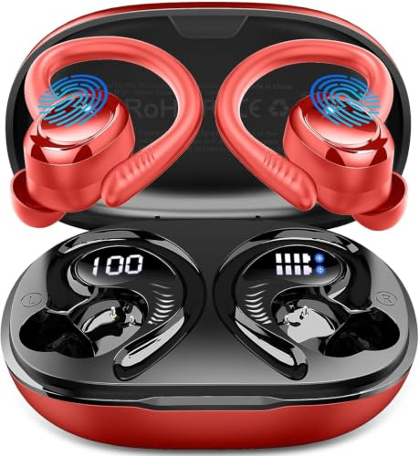 Ecouteurs Bluetooth sans Fil Sport, 2026 Écouteur Bluetooth 5.4 avec 6D HiFi Stéréo, 4 ENC Mic, 60+Hrs Ecouteurs sans Fil, IP7 Étanche Oreillette Bluetooth, USB-C/Écran LED Casque, pour iOS Android