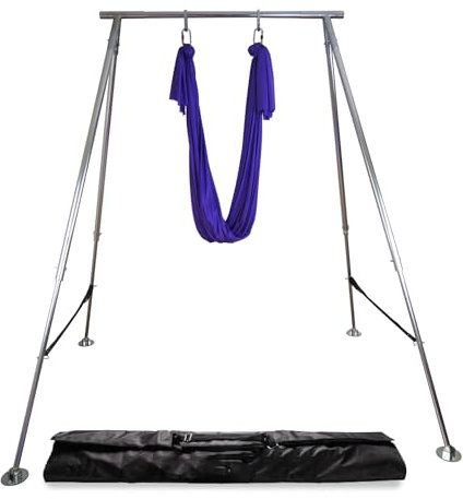 Uplift Active Adjustable Yoga Aerial Rig - Only Premium Home Yoga Stand with Adjustable Height | Portable Stainless Steel Rig | Aerial Fitness, Use with Hoops/Lyra, Silks & Hammock