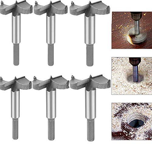 Aolex 6 Teilig Forstnerbohrer Set Oberfräser Fräsköpfe Topfbohrer mit Zentrierspitze für Hartholz Kunststoff (30-60mm)