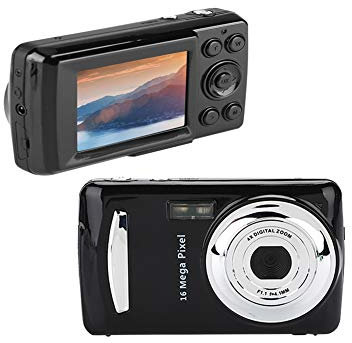 Mini fotocamera digitale, 720P HD 2.4 Schermo LCD 4X Zoom digitale 16MP 30fps Videocamera Videocamera Supporto TF Card per bambini dei bambini(Nero)