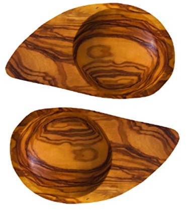 BZB Kleine Schüsseln aus Olivenholz, Ying-Yang-Dipping/Tapas/Sauce/Snack/Knabbereien – Set mit 2 – 12,5 cm