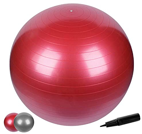 Enjoy Fit Anti-Burst Umweltschutz Gymnastikball in 65cm inkl Pumpe mit Maximalbelastbarkeit bis zu 500kg Core- Sitzball Pilates Ball Yoga & Balance Ball für Home Gym & Büro (65cm - Rot)