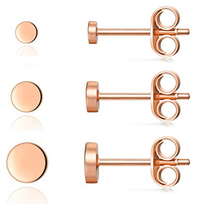 CERSLIMO Damen Ohrstecker Silber 925 Klein für Damen Herren Mädchen, 3 Paar Ohrringe Silber Gold Rosegold Schwarz Rund Flach Set (2mm/3mm/4mm) Zierliche Knorpel Tragus Helix Kreis