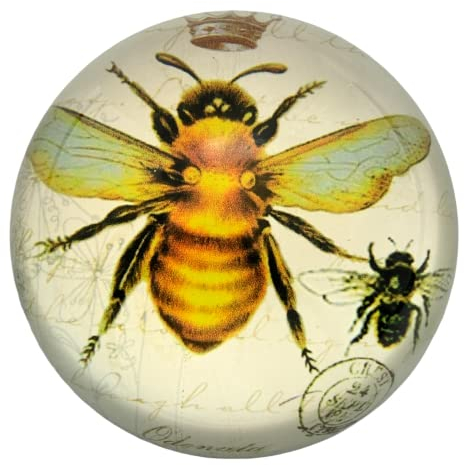 Value Arts Imperial Honey Bee Paperweight, Glass Dome, Gift Box, 3 Diameter