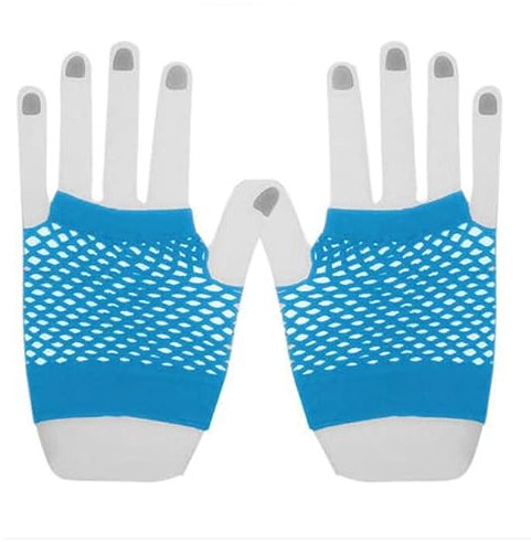 NUTENZA Lady Elasticity Fischernetz Spitze Handschuhe Sommer Kurz Halbfinger Handschuhe Mode Handschuhe Dekoration Party Etikette-Blau,Einheitsgröße