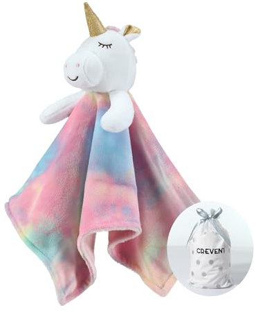 CREVENT Couverture pour bébé en Peluche, Confortable, Doux et Lavable - pour bébés et Tout-Petits - Jouets de 0 Mois et Plus - Motif Licorne Rose