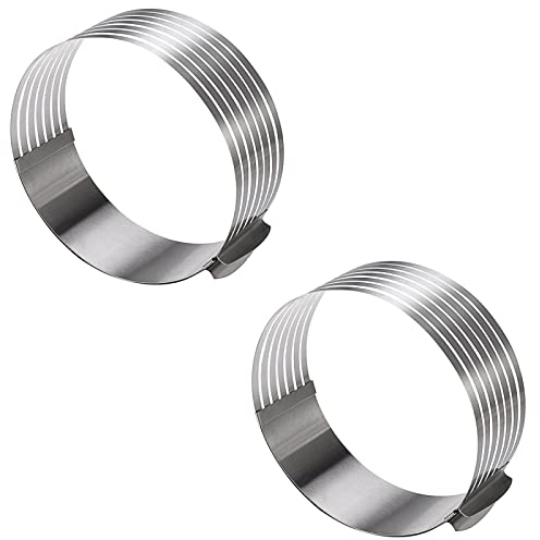 Cake Ring 6 Layers Adjustable Round Bread Cake Cutter Slicer Stainless Steel Mousse Ring Mould Baking Tool 2Pcs 9-12Inch