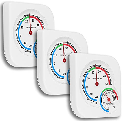Lioaeust Termómetro higrómetro digital de 3 piezas, termómetro con higrómetro para interiores y exteriores, jardín, termo analógico de humedad para dormitorio, Warehous