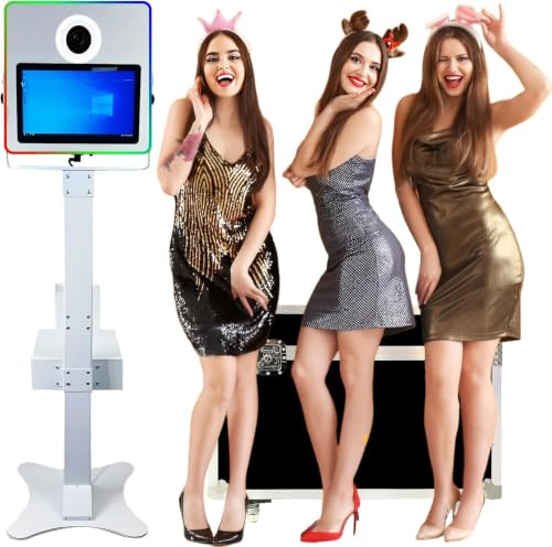 WideMeet Tragbare DSLR-Fotokabine, 39,6 cm (15,6 Zoll), Touchscreen, Kamera, Photobooth mit Flugkoffer, Verpackung für Hochzeiten, Partys, Events (39,6 cm (15,6 Zoll), Weiß