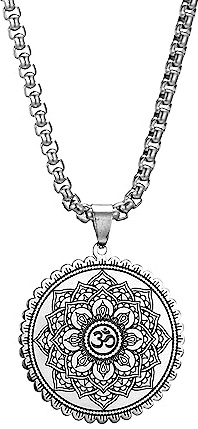 VASSAGO Buddhismus Lotus Blume Om Halskette für Männer Frauen Unalome Lotus Anhänger Buddism Om Aum Ohm Symbol Mandala Anhänger Yoga Spiritueller Schmuck Geschenk