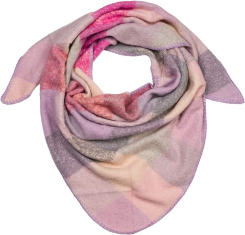 styleBREAKER Damen XXL Web Dreieck Schal mit buntem Karo Muster, Dreiecktuch Kariert, Winter Schal warm weich, Tuch 01020050, Farbe:Flieder-Pink-Grau