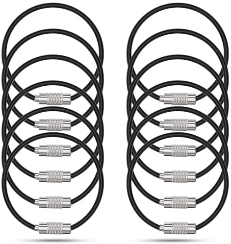 Uniclife 15 cm Draht Schlüsselanhänger Kabel großen Edelstahl-Schlüsselring Schleife Halter für Wandern Heavy Duty Connectable Gepäckanhänger Keeper, Siliermittel/Mehrfarbig, 10-25 Stück