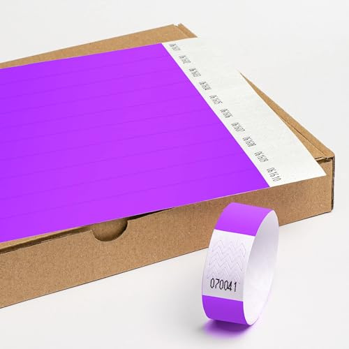 Einlassbänder aus Tyvek ohne Aufdruck 1000 Stück - 19x255 mm Lavendel | Events & Party Eintrittsbänder - starke Klebstoffbindung -Selbstklebend und Wasserdicht Festival Armbänder - Club Bänder