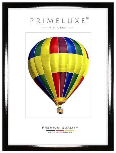 PrimeLuxe Holz Bilderrahmen 90 x 100 cm (Bildmaß) in Schwarz-Hochglanz | Farbe und Größe wählbar | Rahmen für Poster | Puzzle | Foto collage | MADE IN GERMANY