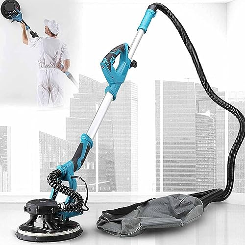 Levigatrice per cartongesso a testa girevole, velocità regolabile, 1800 W, telescopica, con vuoto integrato, 5 velocità variabili 1000-2100 giri/min