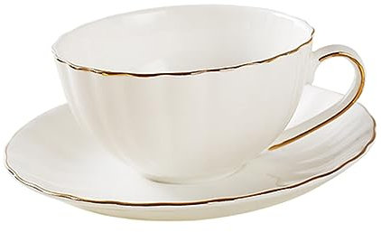 Alipis Tazas De Café y Platillos De Porcelana De Hueso Blanco Puro Con Incrustación Dorada Set Para Café Té y Latte Diseño Elegante y Duradero Para Cocina y Hogar