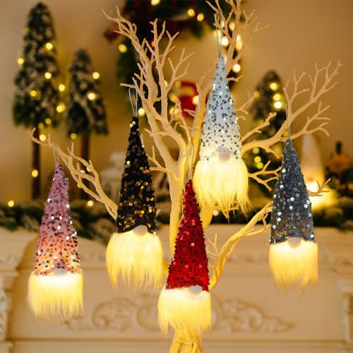 PASLFC 5 Stück Weihnachtswichtel Beleuchtet, Weihnachtswichtel Figuren, Wichtel Figuren Groß, Weihnachtsdeko Wichtel, Weihnachtsdeko Innen,Weihnachtsgeschen