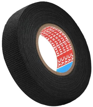 LIBAIDZ 1 Pezzi Nastro in Tessuto per Auto,Nastro Isolante Telato Nero,Nastro Isolante in Tessuto Nastro,Nastro Adesivo Resistente Alle Alte Temperature,per Car,Vehicle,Trucks (19mm*15m)