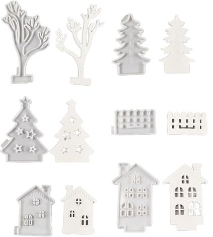 Ldabrye Silikon-Kerzenformen für Kerzenherstellung, 6 Stück, Weihnachtsmotiv-Kerzenhalter-Formen für Kerzenhalter, Gipsdekoration, Weihnachtsdekoration, Schokolade, Fondantform für Gips-Ornament