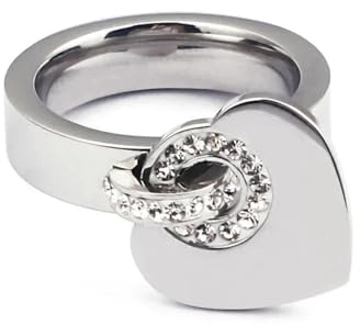 Hasdnker Ring Ringe Damen Bijouterie Herren Herzförmiger Anhängerring Mit Zirkonia Für Frauen Zum Valentinstag, Gold/Roségold/Silber