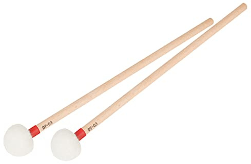 Filz Schlagzeugschlägel mit Holzgriff, 2 Stück für Schlaginstrumente | Roter Kopf, Solides Holz, Sanfter Gleichmäßiger Klang, Langlebiger Ersatz für Anfänger und Liebhaber
