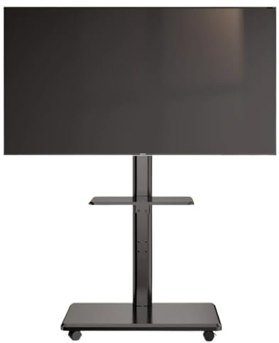 XAoSCd Universeller Tv-Ständer, Mobiler Tv-Ständer Mit 360°-Rollen Für 37-75-Zoll-Fernseher, Rollbarer Tv-Ständer Mit Basis Aus Gehärtetem Glas, Höhenverstellbarer BOD,