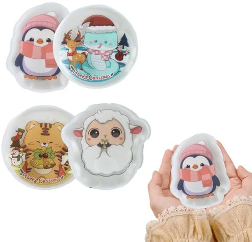 Pocket Warmers, Heat Packs for Hands, Set of 4 Click Hand Warmers - Reusable Click Hand Warmers, Durable Pocket Hand Warmer with Penguin Pattern for Cold Weather