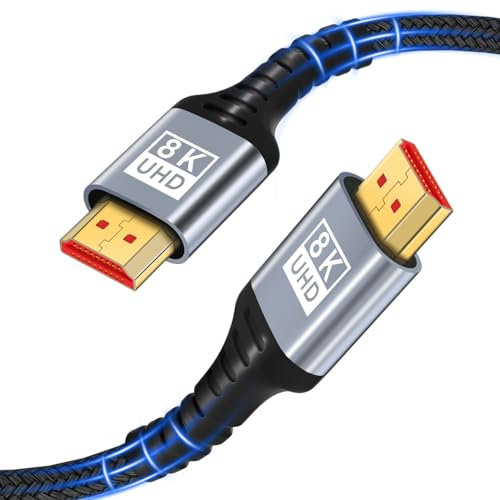 HDMI 2.1 Kabel 2Meter 8K,48Gbps Ultra Highspeed HDMI Kabel 8K@60Hz 4K@120Hz 7680P,HDMI 2.1 unterstützt HDR10 eARC 3D HDCP 2.2 & 2.3,Kompatibel mit PS5/4 X-Box HDTV Blu-ray Player/Monitor/Laptop