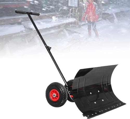 Snöplog snöborttagningsspade, justerbar höjd manuell snöskyffel pusher med 5 fack idealisk för trädgårdar uteplatser och vägar