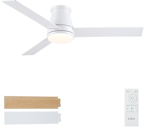 CJOY Ventilatore da Soffitto con Luce, 132 cm Ventilatore da Soffitto con Luce e Telecomando, Slenzioso Sleep Modalità, 6 Velocità, Memoria 3 CCT, Regolabile, Reversibile, Timer per Camera da Letto