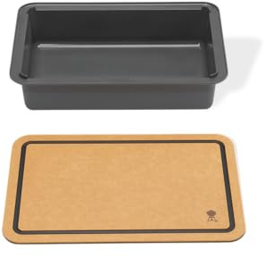 Weber Works Aufbewahrungsbox mit Schneidebrett-Deckel | Für Weber Works Seitentische, Lebensmittelecht, Doppelseitiges Schneidebrett, Spülmaschinenfest, 11,5 x 36,5 x 24 cm