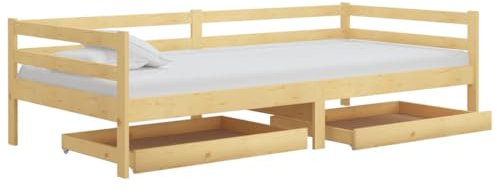 HEFZGDB Tagesbett mit Schubladen 90x200 cm Massivholz Kiefer Jugendbett Bettgestell Bed Frame Bettrahmen für Herberge Schlafzimmer Wohnbereich Gästezimmer