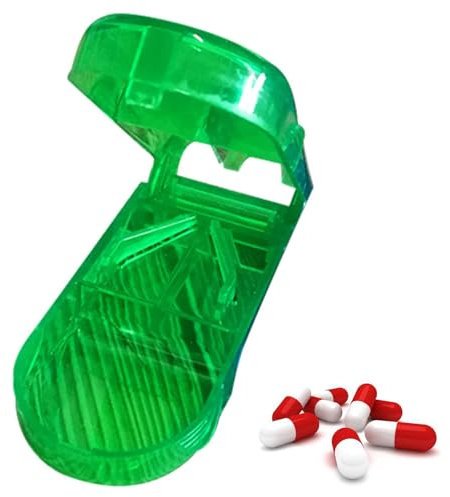 Cortador de pastillas para pastillas grandes y pequeñas, Cortador de pastillas transparente para pastillas, Cortador/Separador de pastillas con protector, Caja cortadora para dispensador(B)