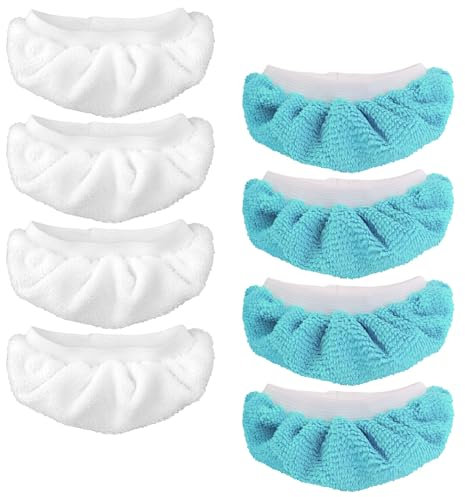 Tinoaly 8pcs Steam Mop Pads for Handheld Steam Cleaner, Microfiber Cloths Cover Replacement Accessories for Bissell Steam Shot Dupray PurSteam Comforday Attachments, Washable Reusable (2 Colors)