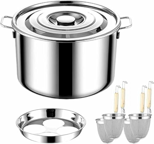 Pastatöpfe, Pastatopf mit Sieb, Edelstahltopf zum Kochen von Nudeln und Gemüse, 4 kommerzielle Suppenspiellöcher mit Deckel (A 4 Löcher)