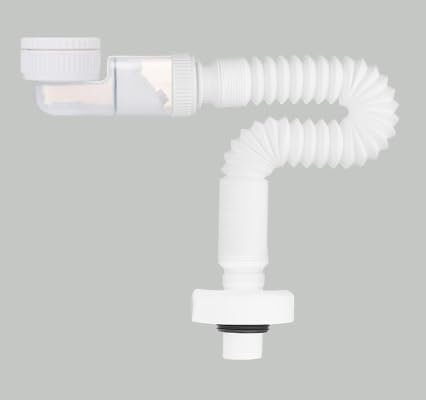 Siphon for kitchen sink with flexible drain hose, 1 1/4 inch siphon, space-saving siphon for the bathroom, 360° adjustable siphon sink, drain pipe with odour trap