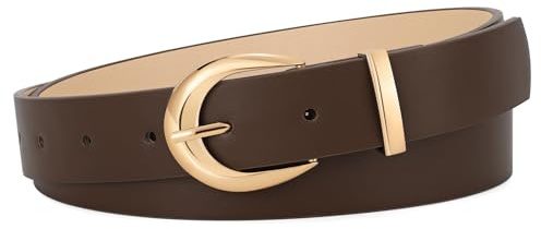 LEACOOLKEY Damengürtel Leder für Jeans Hosen Verstellbar Kleid ledergürtel für Frauen mit goldener Schnalle,Breite 2,8 cm