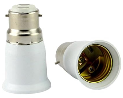 Adaptador B22 A E27 | Adaptador De Bayoneta A Rosca (2 Piezas) | Convertidor De Casquillo De Bayoneta A Rosca | Convertidor De Base De Bombilla Para Lámparas Incandescentes, CFL Y LED