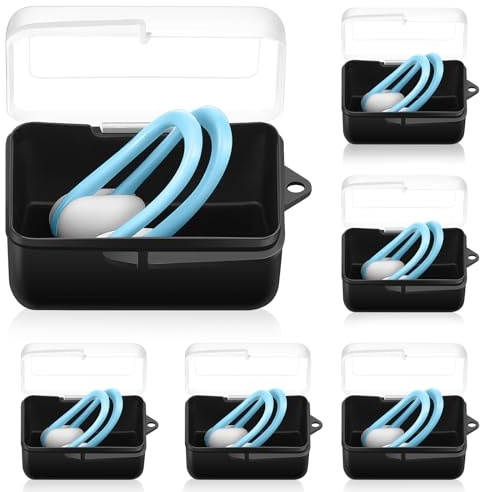 Hiboom Set of 6 Swimming Nose Clip for Kids (Age 7+) and Adult Waterproof Pool Nose Plugs for Diving Swimming and Other Water Sports with Individual Box Packed(Blue,Classic Style)