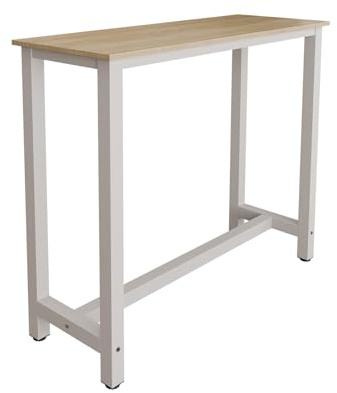 MB Muebles Bonitos | Mesa Alta de Cocina | Estilo Industrial | Modelo Ani | Barra de Cocina Estrecha y Desayunador | Patas de Metal y Melamina Mate | Color Blanco | 120x100x40 cm
