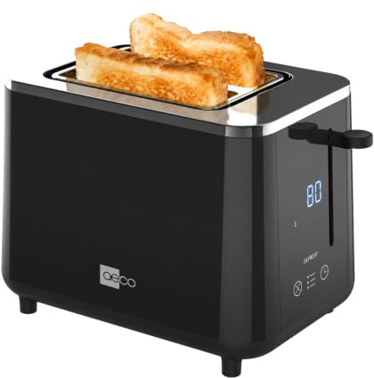 aeco Toastlab PRO Toaster 2 Scheiben LED Touch 6 Bräunungsstufen 920W | Extra breite Toastschlitze, Brotzentrierung, Auftau- & Aufwärmfunktion, Liftfunktion, Abschaltautomatik, Krümelfach