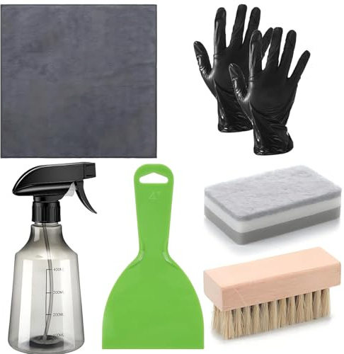 Grabsteinreiniger Handschuhe Schaber Sprühflasche Tuch