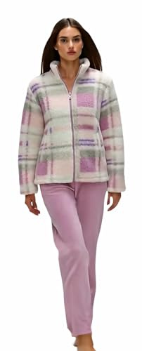 Infiore Pigiama Donna Pile Effetto Coral - Pigiama Donna Pile Morbido - Pigiama Donna Invernale - Pigiama Donna Coral - Pigiama Donna Felpato Bottoni