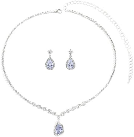 Gkaopi Conjunto de Joyas para Mujer Juego de Joyas de Plata Collar y Pendientes de Novia Juego de Pulsera Elegante Joyas con Strass y Circonita Cúbica para Bodas Noches (Plata D, Talla única)