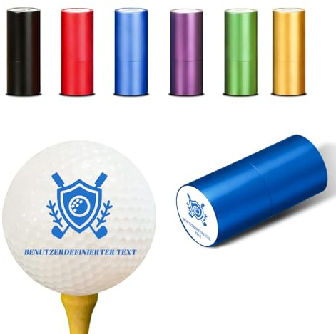 RSQGT Golfball Stempel Personalisiert, Selbstfärbender Golfball Marker mit Eigener Unterschrift & Logo, Tragbar & Wasserfest für Golfbag, Ideal Golf Zubehör Geschenk für Männer, Vater